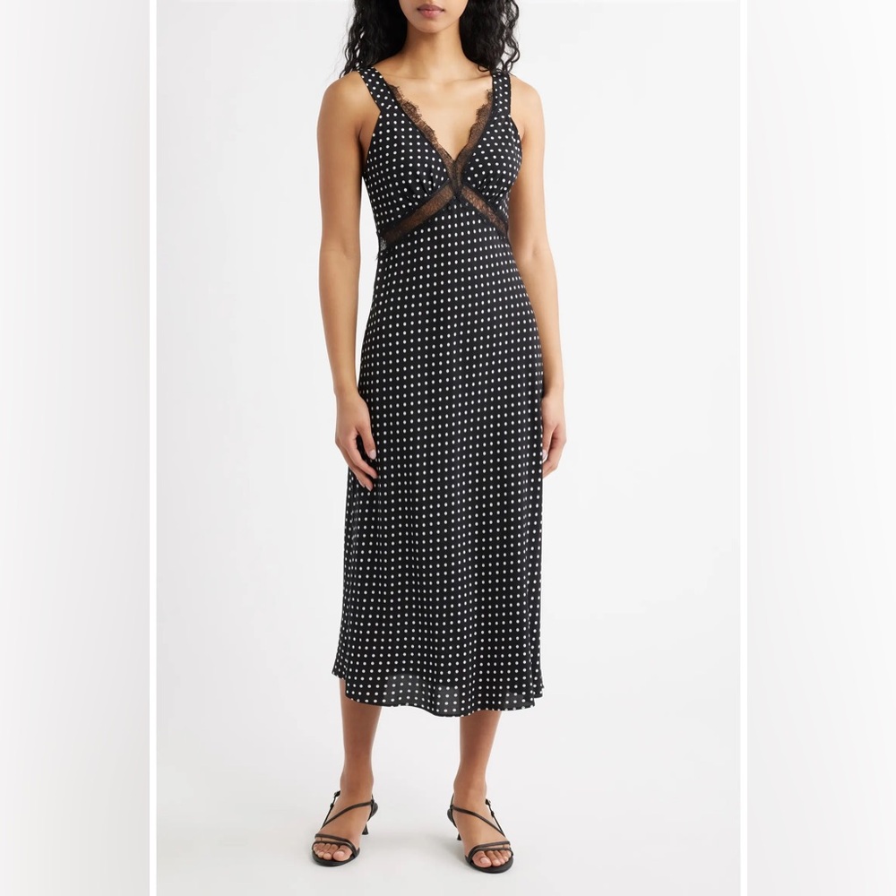 NEW LUCY PARIS kennedy lace polka dot dress in black & white